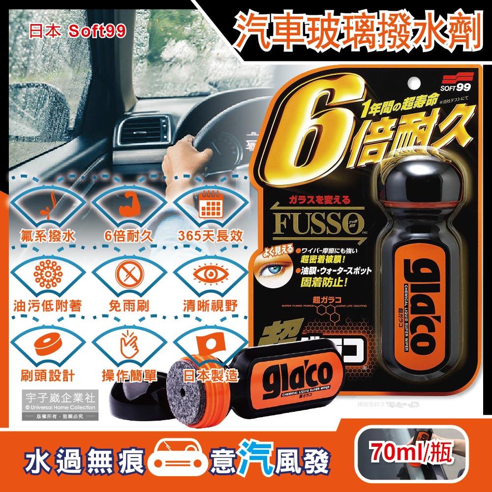 日本Soft99-免雨刷超級氟素6倍耐久力抗污耐磨防雨車用驅水玻璃精(C236)70ml/瓶✿70D033